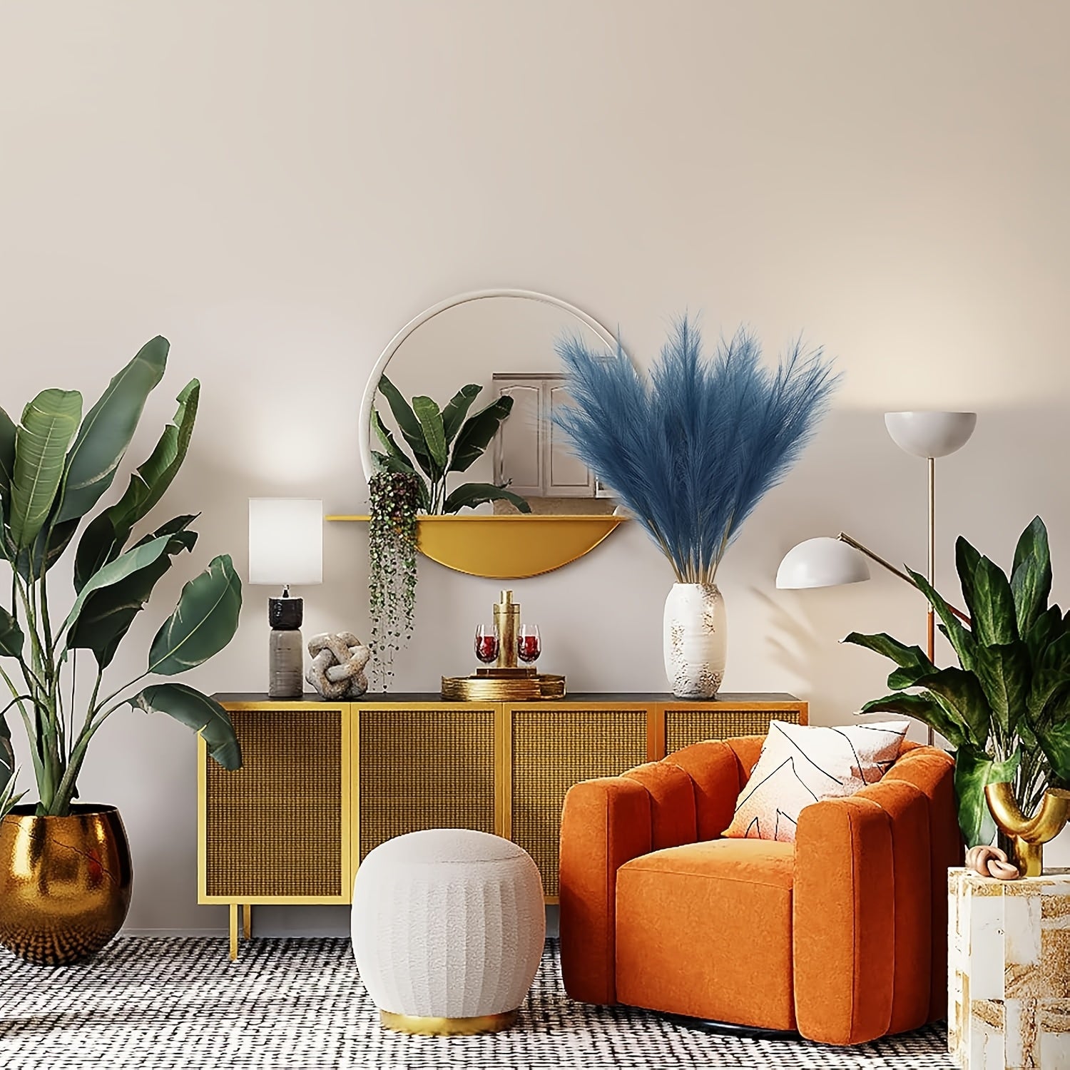 Decoraciones de hierba de pampas artificial bohemia de 54.86cm para uso en mesas durante las fiestas