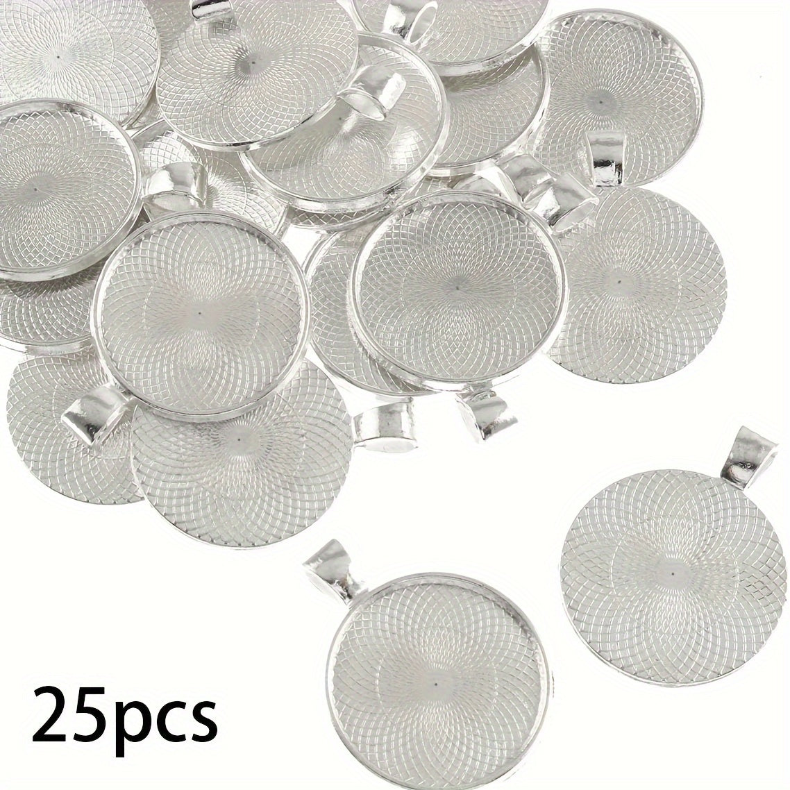 25 dona Zink alloy doira bezel taqsimoti 25mm bo'sh kabochon sozlamalari zargarlik qilish uchun