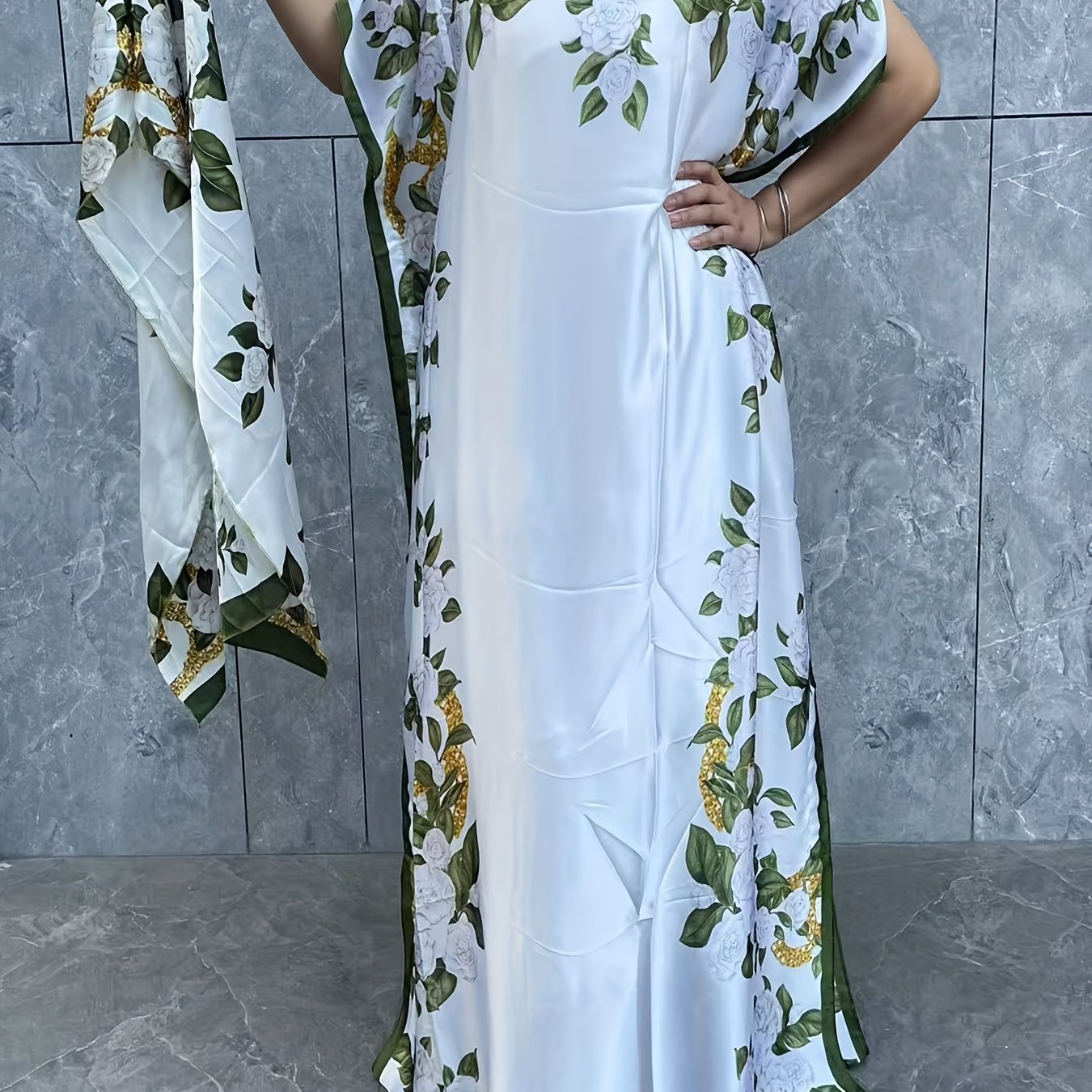 Plus Size Floral Print Longline Dress Breathable Boho Maxi for Women