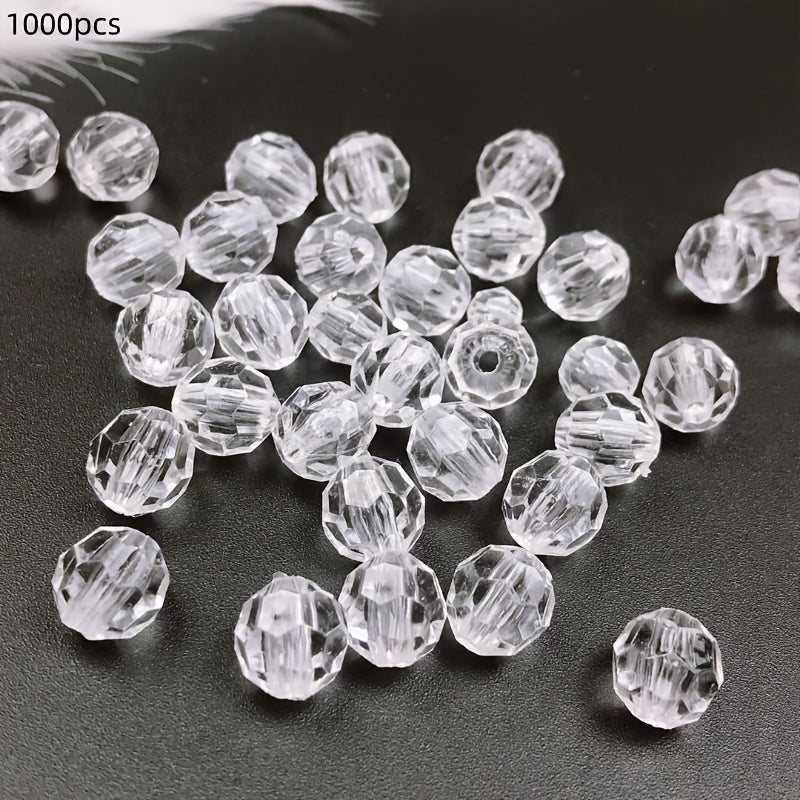 1000 piezas de cuentas de esquina de acrílico transparente de 6mm para bricolaje, joyería y decoración del hogar