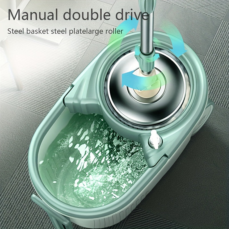 Беспроводная швабра для уборки с вращающимся ведром, нержавеющая сталь, пластик, для кухни, ванной комнаты, гостиной