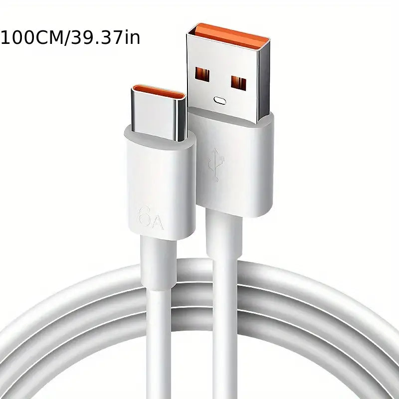 66W USB-C Flat Fast Charging Cable PVC Matte Female to Male Data Transfer