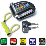 Bike Lock with Alarm Steel Cable Anti-Theft Aluminum Alloy 6mm