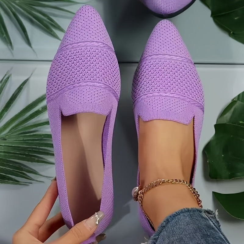 Women Ballet Flat Shoes Slip-On Breathable Soft Sole Point Toe Daily Wear