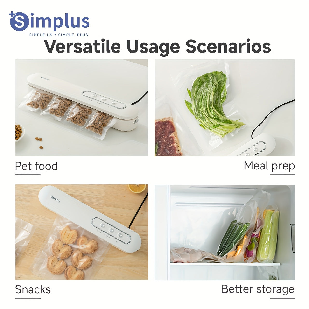 Simplus 1 dona Portativ Avtomatik Havo chiqaruvchi Mashina, 3 Ta Rejim bilan, 60kPa Kuchli Suvish, 6X Yangiqlikni Oshirish, 29.97cm Yopish Lentasi, Bir Bosing bilan Ishlash, Yoqimli Qoplamalar, Ikki tomonlama qulflash - Ideal