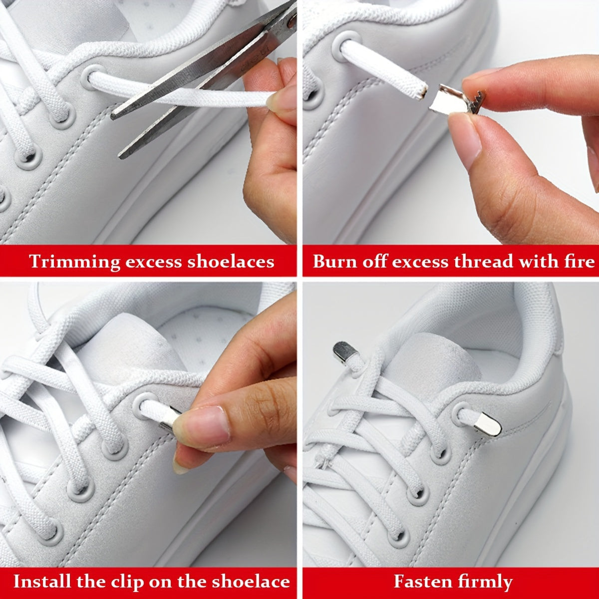 12PCS Stainless Steel Shoelace Clips for Easy Fastening, Durable, Secure Fit