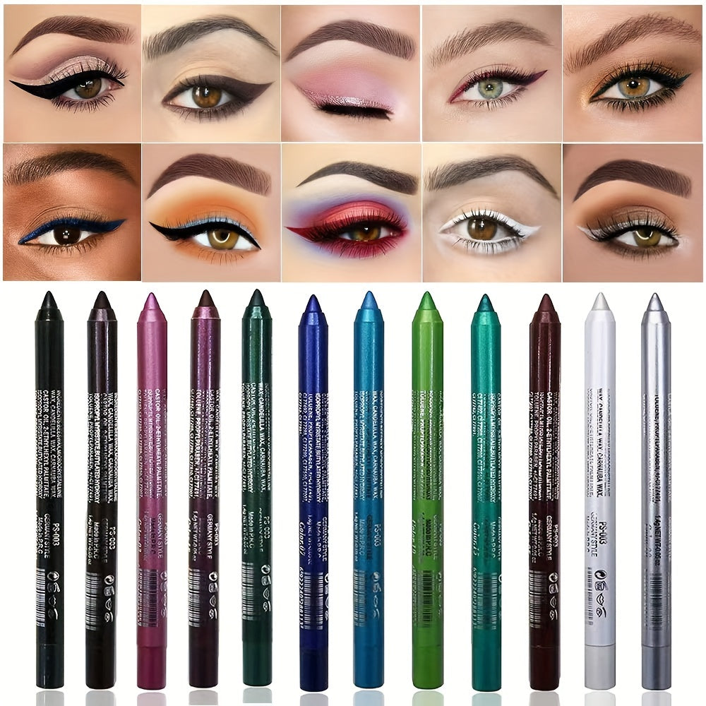 12-Piece Waterproof Eyeliner Set with Shimmering Effects, Eyeshadow and Highlighter