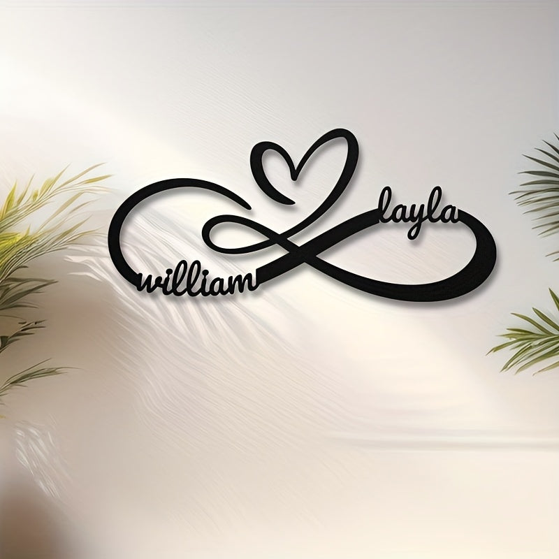 Personalized Metal Couple Name Sign Infinity Love Heart Wall Art for Wedding Anniversary Gift