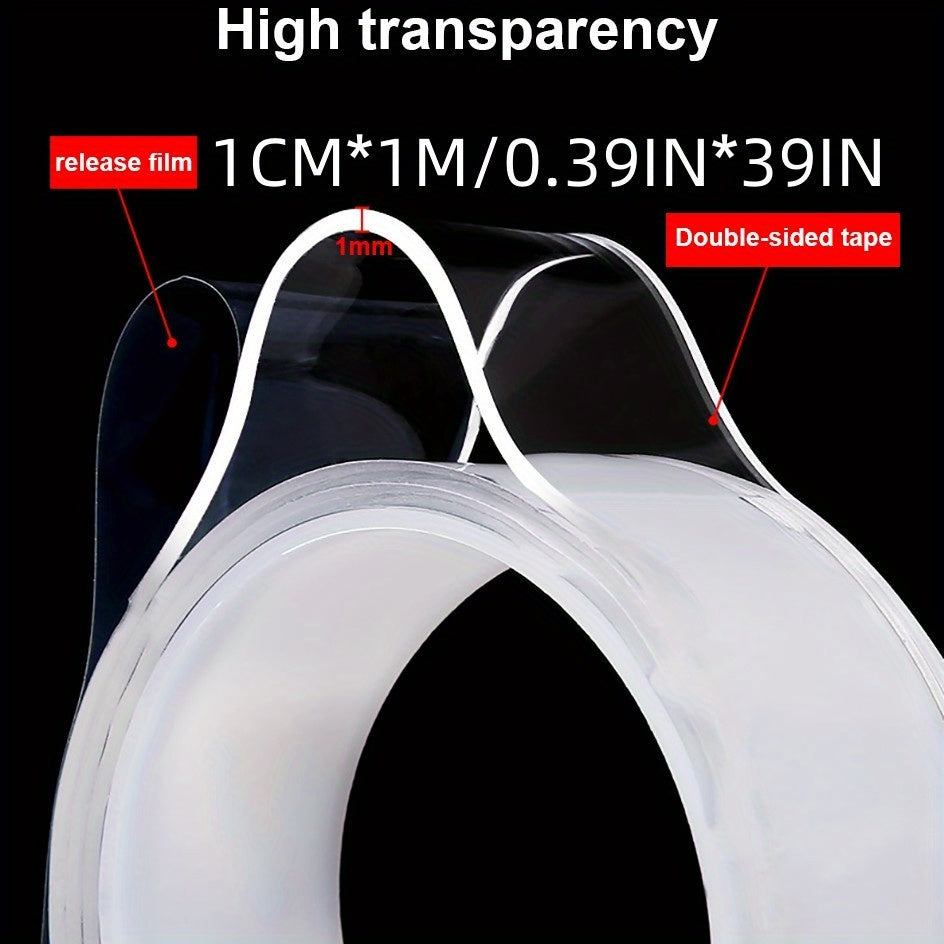 Прозрачный двусторонний нано-скотч для водонепроницаемых настенных наклеек, многоразовый и термостойкий для домашнего декора. Прочные клеящие полоски для многоцелевых монтажных нужд.