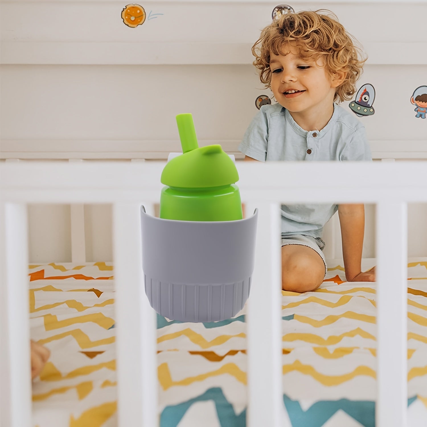 Grey Car Seat Cup Holder for Stroller and Vehicle Portable Drink Holder