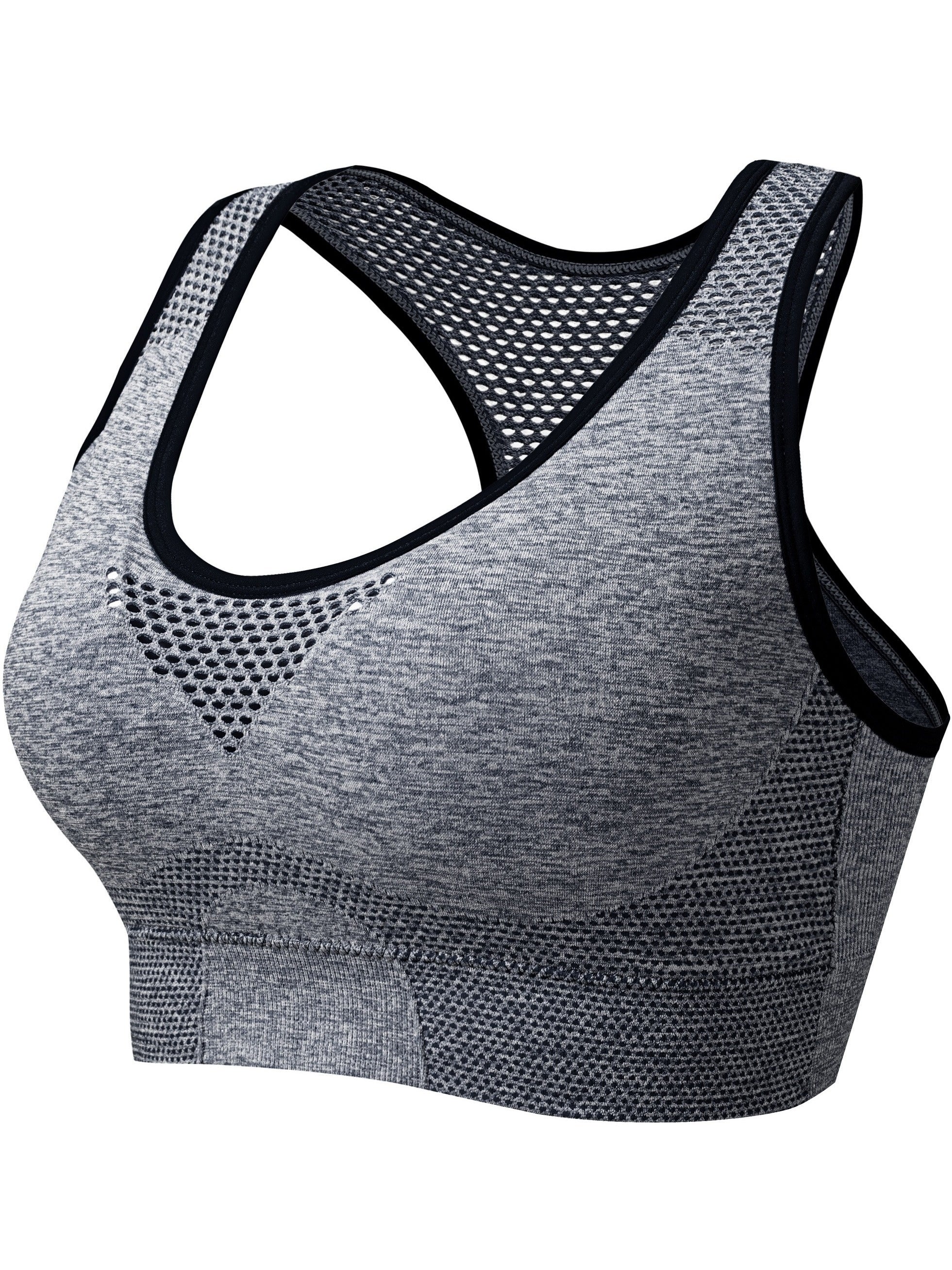 Women's Plus Size Breathable Seamless Mesh Sports Bra Low Support Yoga Top