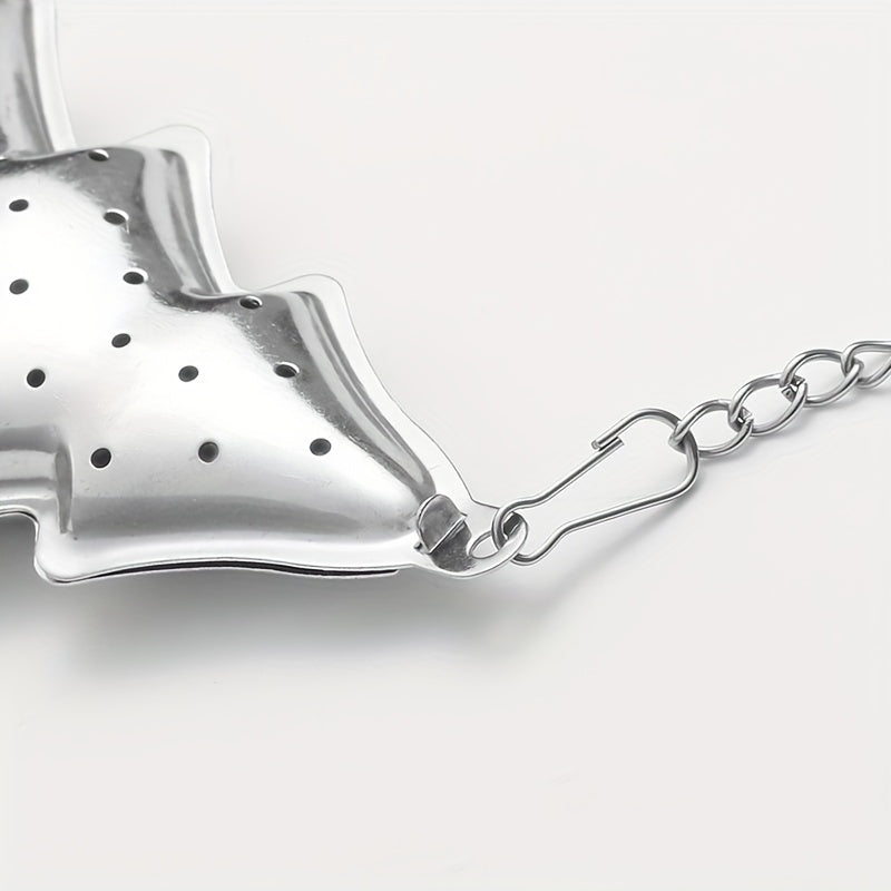 Stainless Steel Christmas Tree Tea Infuser with Chain, Durable Mesh Strainer for Loose Leaf Tea