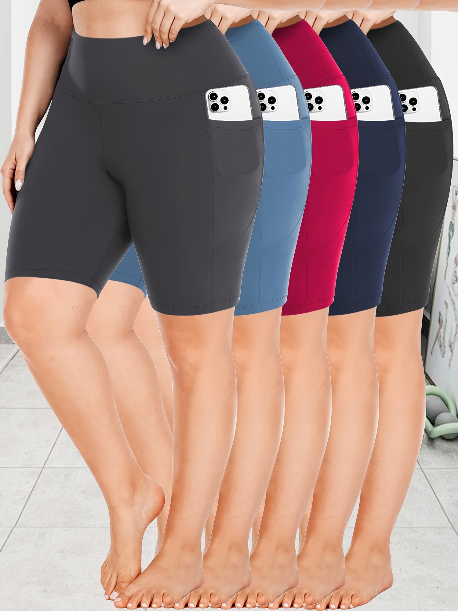 Plus Size High-Waisted Capri Leggings with Pockets for Yoga and Workout