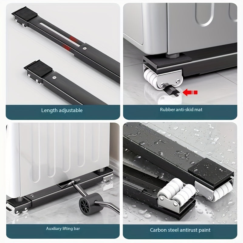 Adjustable Stainless Steel Washing Machine Stand with Non-Slip Feet 300KG Capacity