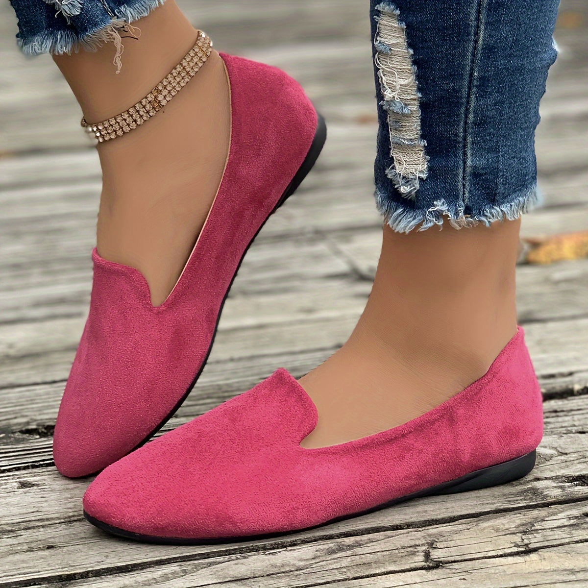 Ayollar uchun bir rangli loafers, yengil slip-on qulay poyabzal