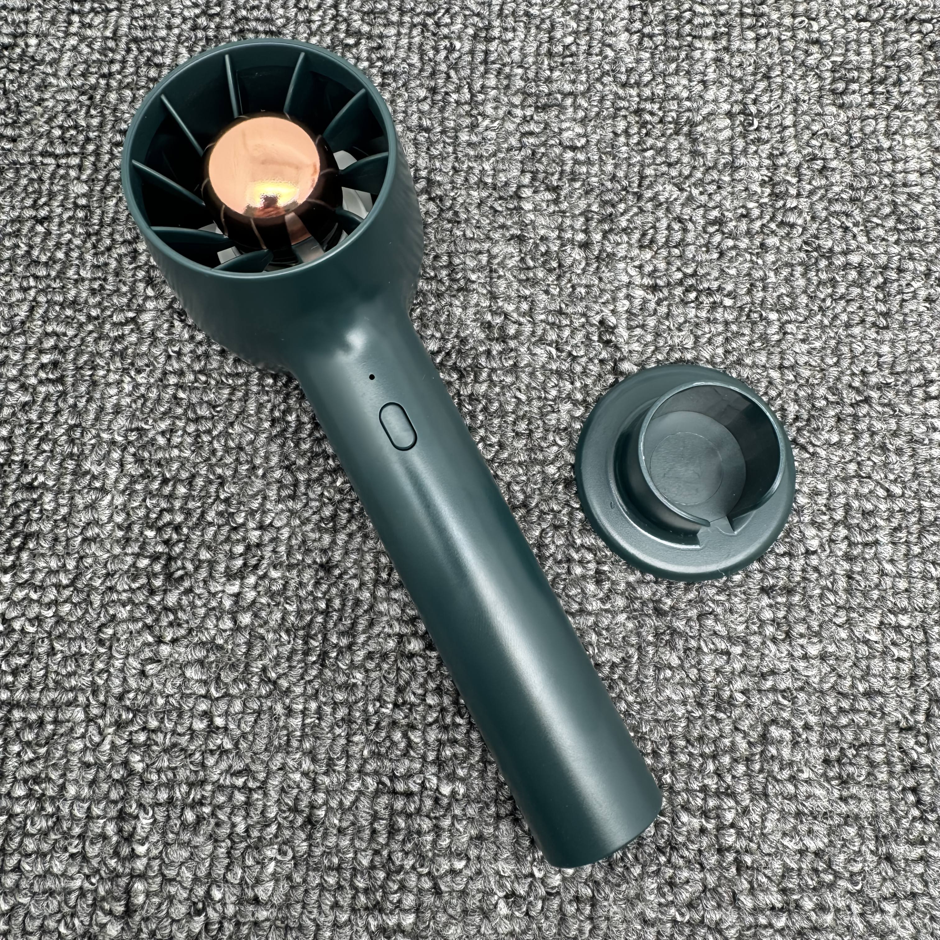 Green Handheld Mini Fan with 3 Speeds, Foldable, USB Rechargeable for Desktop and Personal Use