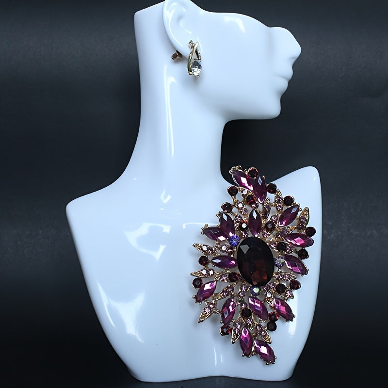 Flower-Shaped Rhinestone Brooch for Women's Attire Stylish Jewelry Accessory
