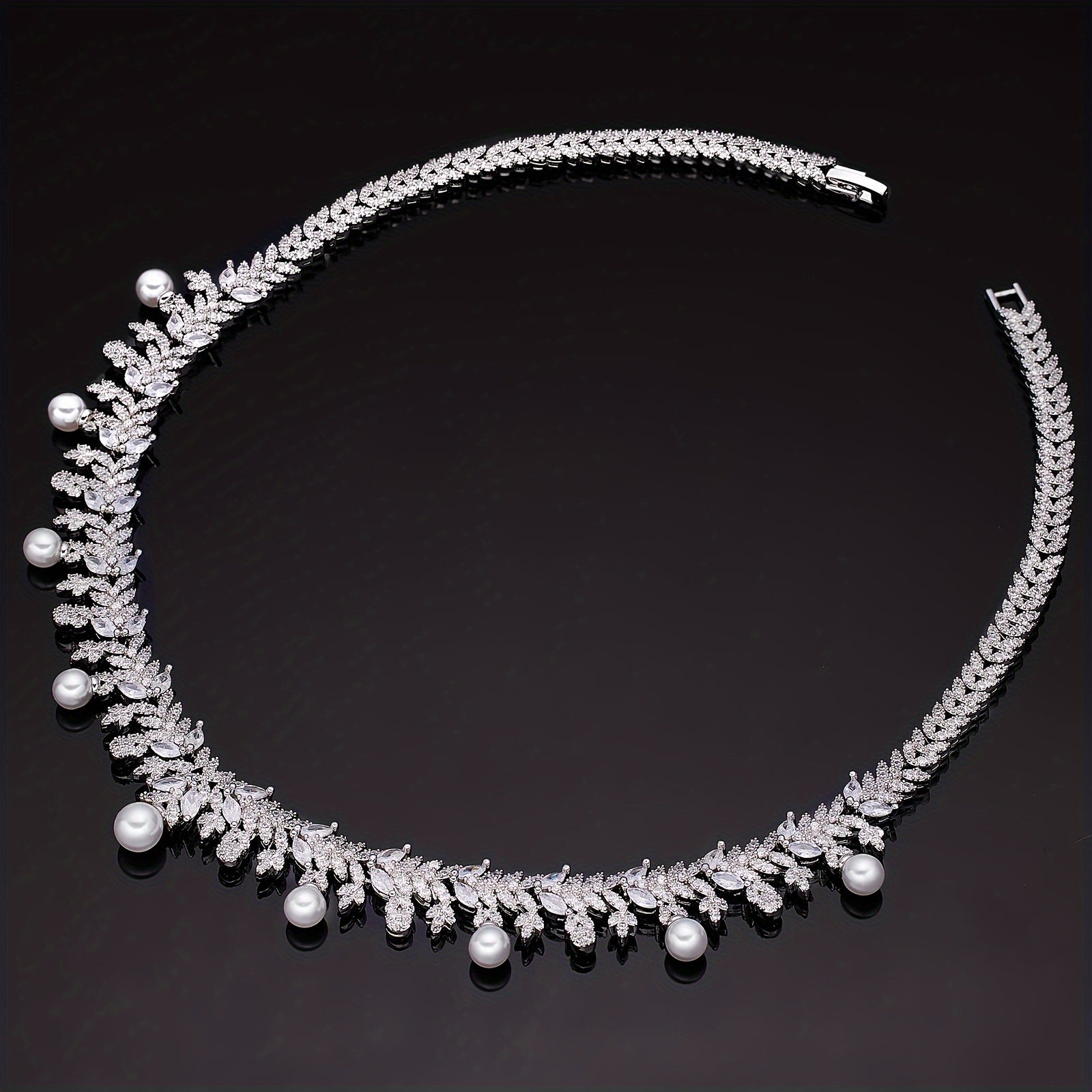 Women's Wedding Jewelry Set Cubic Zirconia Artificial Pearls Elegant Bridal Accessories