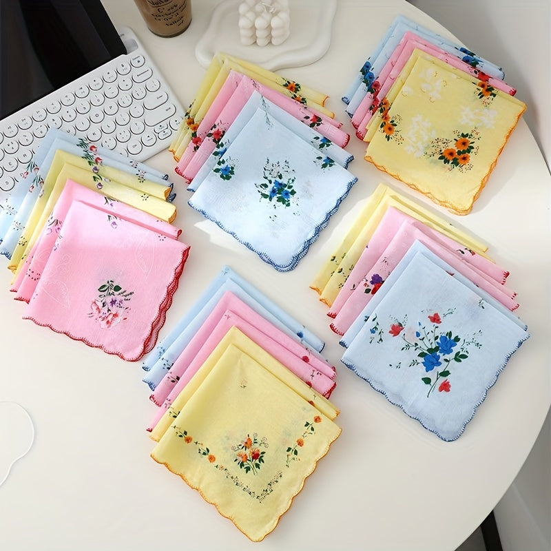 12-Pack Women's Vintage Floral Cotton Handkerchiefs Lightweight Absorbent for Weddings Parties Outdoor Sports