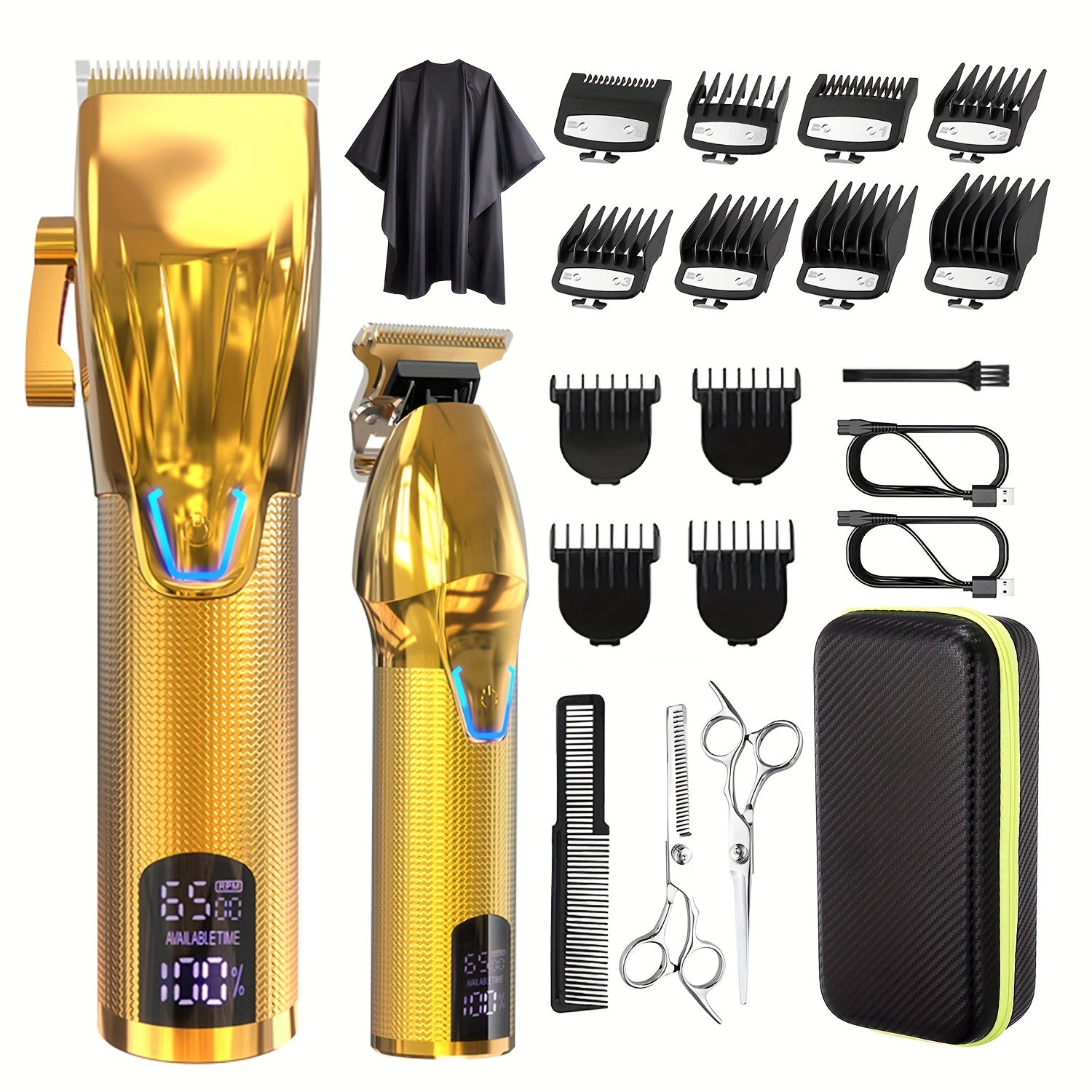 Cordless hair clipper and trimmer set with USB rechargeable Lithium battery for perfect cuts