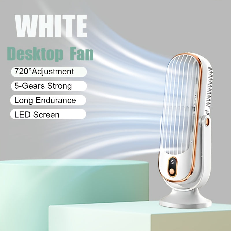 Rechargeable Personal Air Tower Fan with LED Display, 5 Speeds, 720° Oscillation