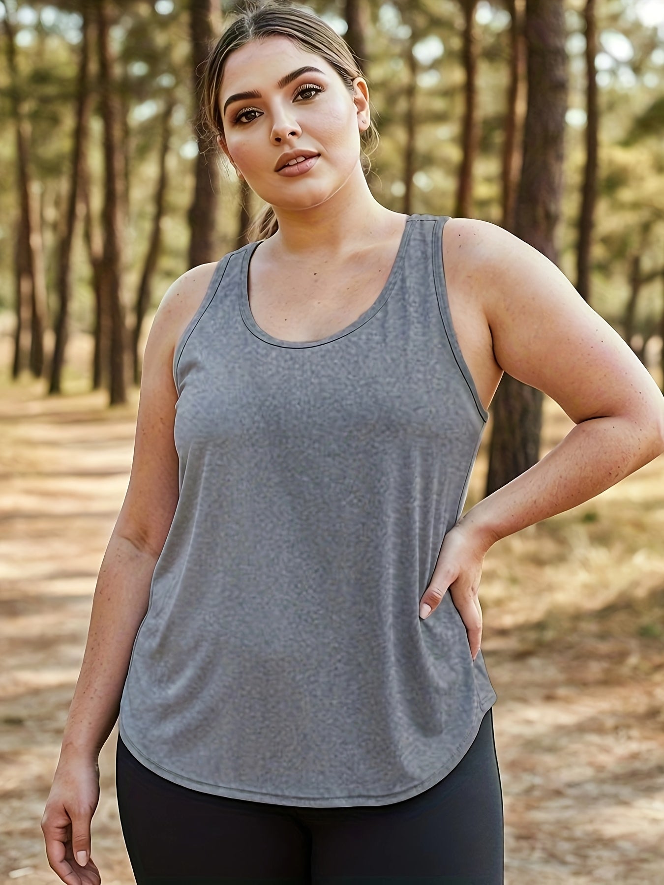 Plus Size Women's Sleeveless Tank Top Breathable Elastic Fit for Yoga Workout