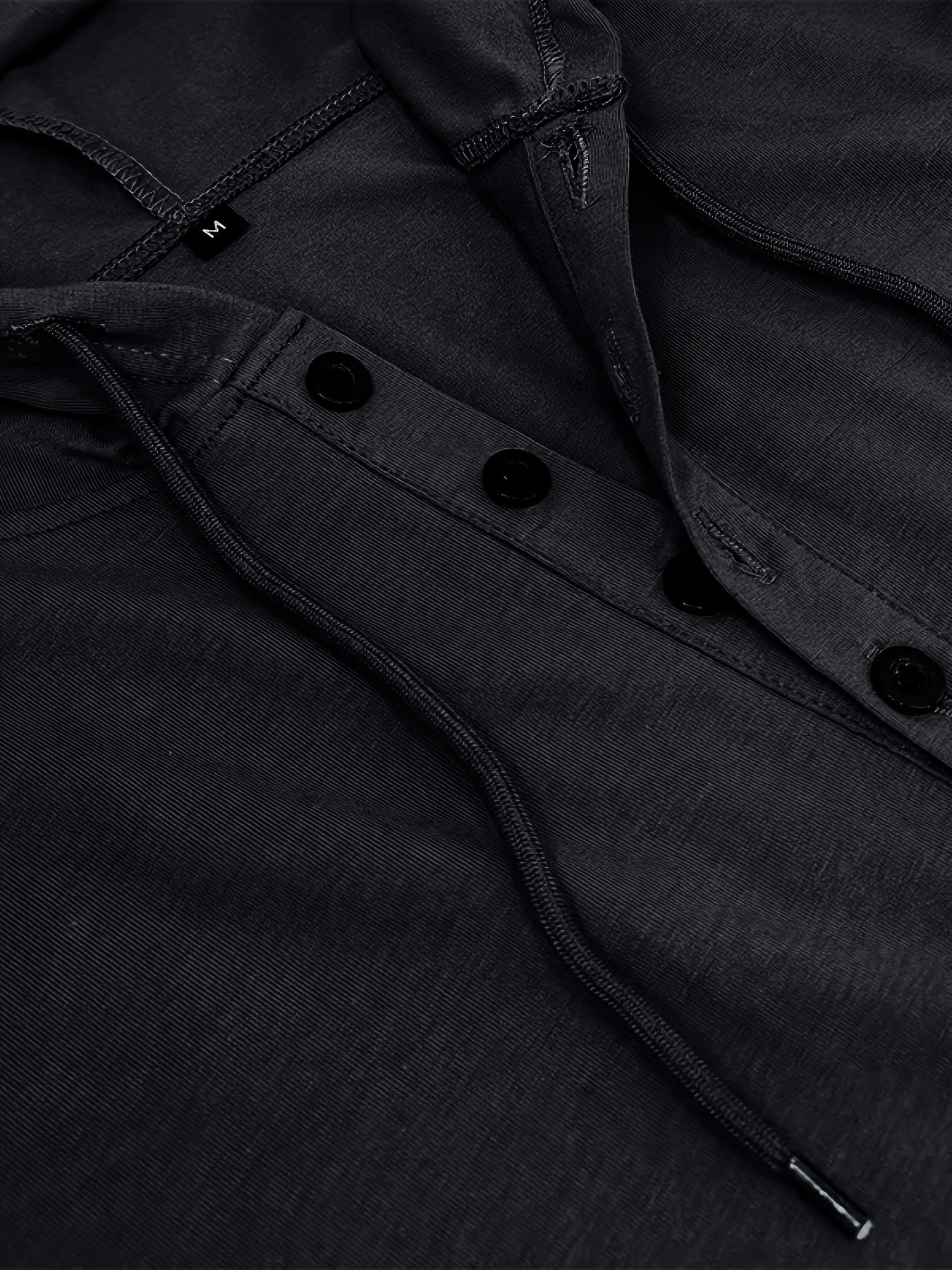 Plus Size Men's Olive Green Hooded Henley Shirt Casual Sporty Cotton Blend