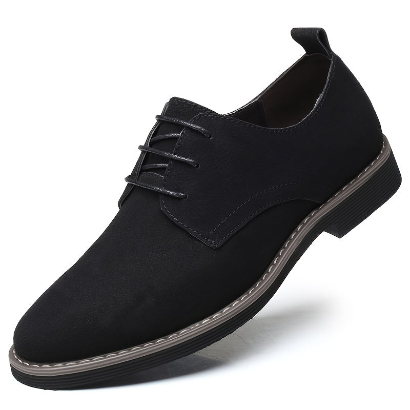 Men's Black Leather Oxford Sneakers with Rubber Sole for Business and Casual Wear