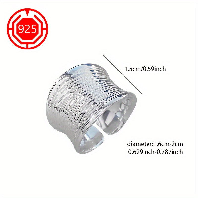 Серебряное кольцо с широкой геометрической вставкой из 18K золота, регулируемое, гипоаллергенное для женщин