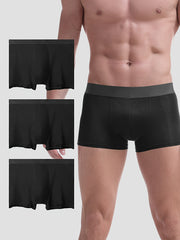 Men's Cotton Underwear 3 Pack Breathable Flat-Leg Style Solid Color