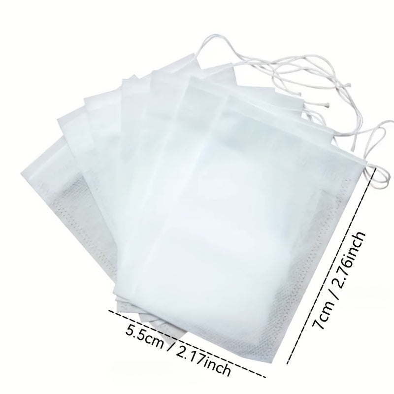 Pack of 100 Disposable Tea Bags Clear Non-Woven Material for Home and Business