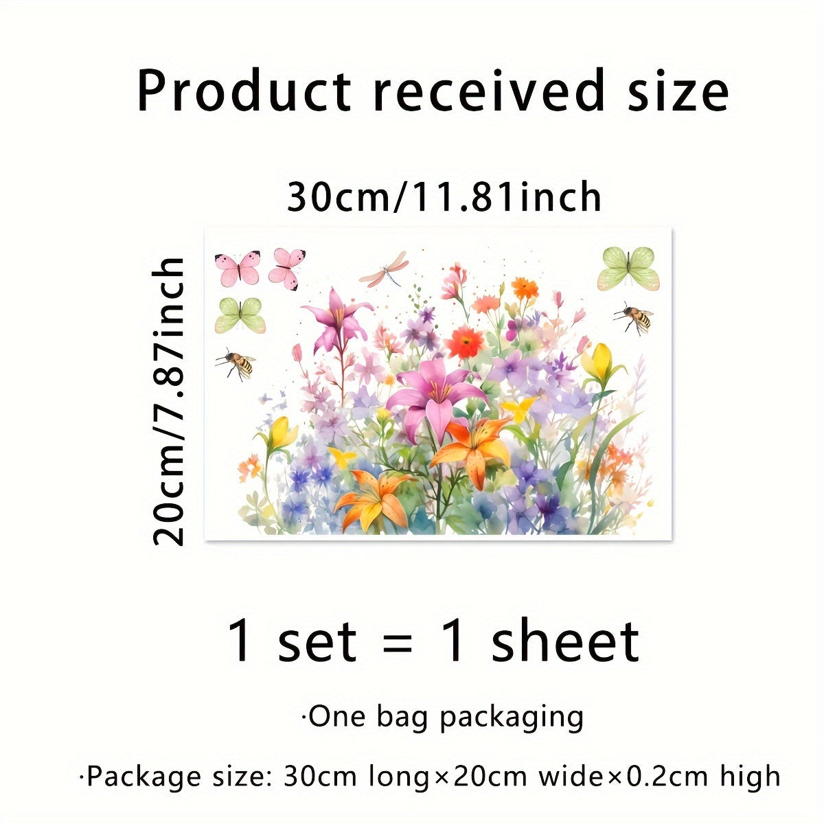 Colorful Floral Butterfly Window Decal 29.97x19.99cm Wall Decor for Living Room Bedroom