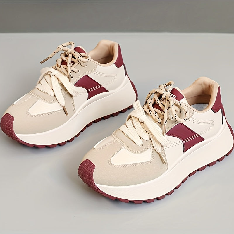 Women's Casual Sneakers with Chunky Soles and Rubber Outsole