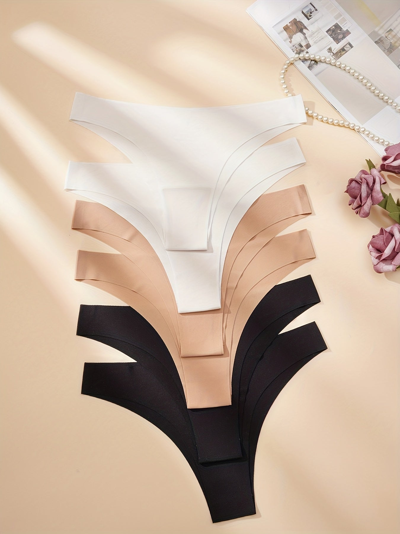 Women's Solid Cotton Thongs 6 Pack Soft Comfortable Stretchy Lingerie