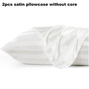 Set of 2 Queen Size Satin Pillowcases for Hair and Skin, Striped Silky Covers