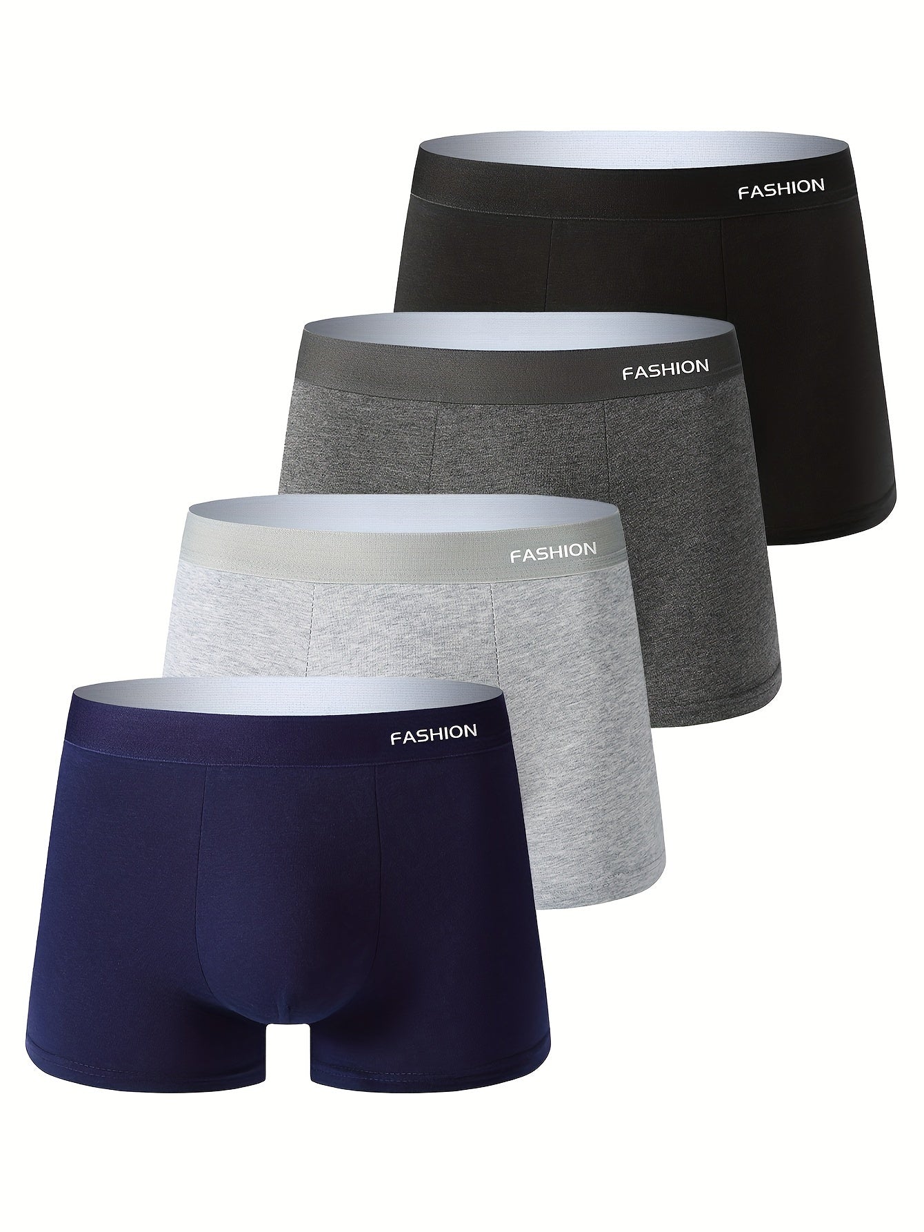 Erkaklar uchun 4 ta premium boxer short - Havo o'tkazuvchi, qulay moslashuv, o'rta bel, bir rang, cho'ziluvchan mato