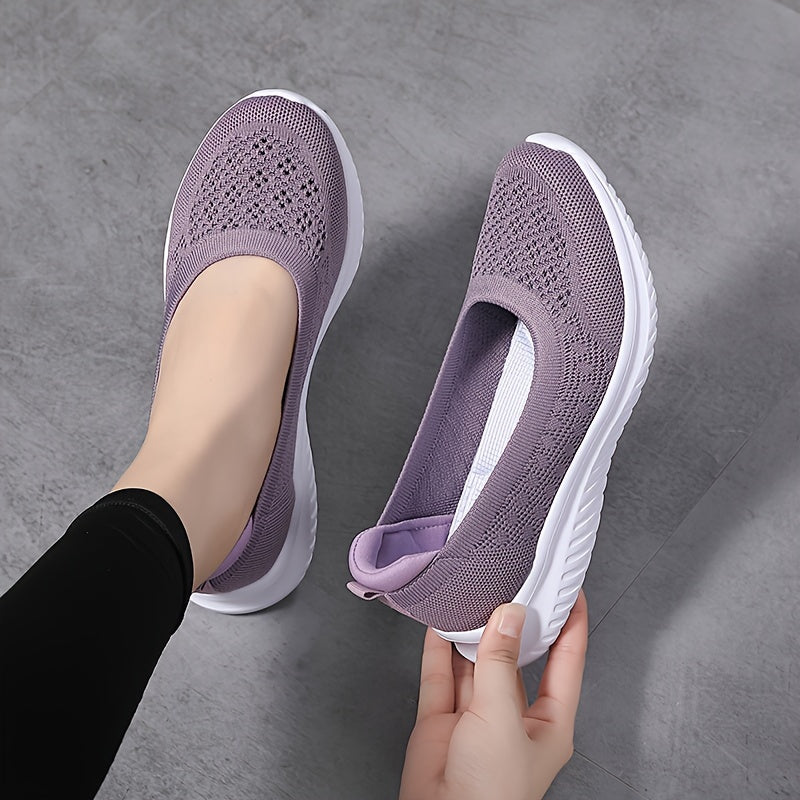 Women's Breathable Slip-On Sneakers Low Top Casual Fabric Solid Color All-Season
