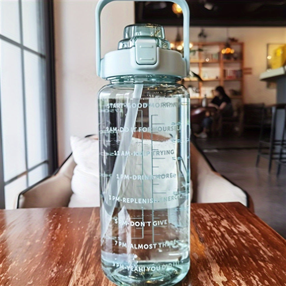 Large Capacity Sports Water Bottle with Straw 2000ml Leak-Proof Durable PC