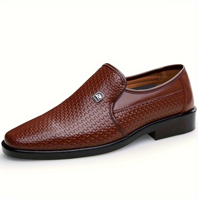 Men's Business Casual Loafers Slip-On Dress Shoes PU Upper Round Toe Flats All-Season