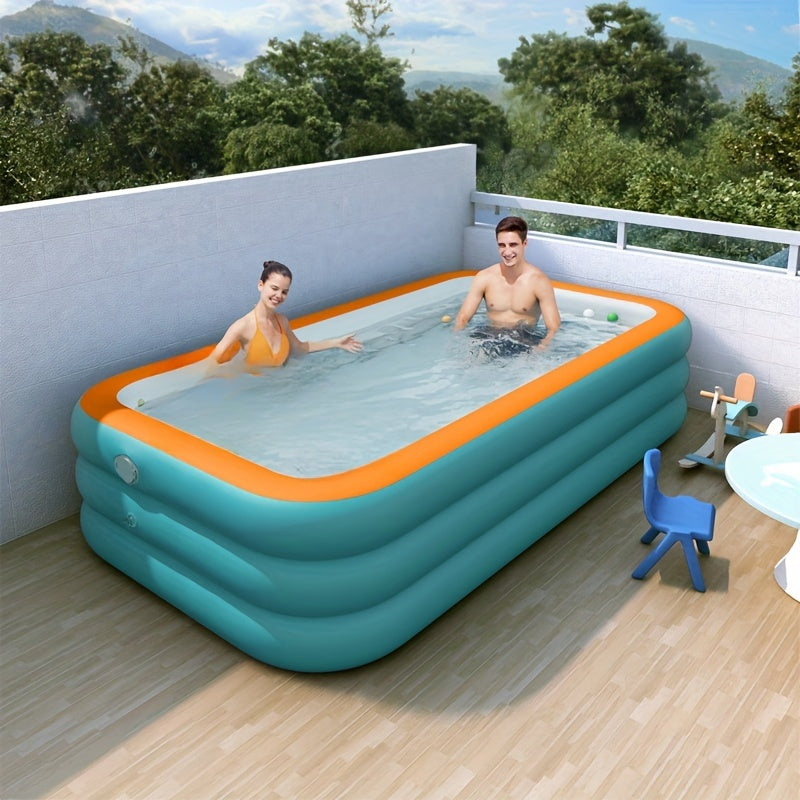 Inflatable Pool for Summer Water Play Circular PVC Yard Pool with 301L-400L Capacity