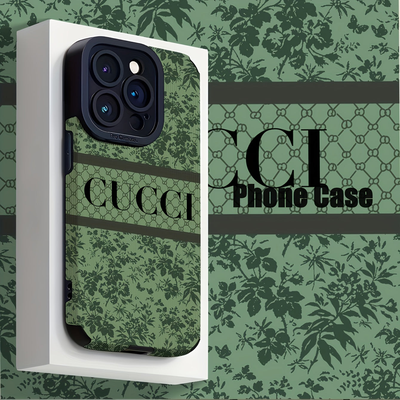 Antique Green Floral Pattern Art Phone Case for iPhone Models Dirt-Resistant Anti-Fall Durable