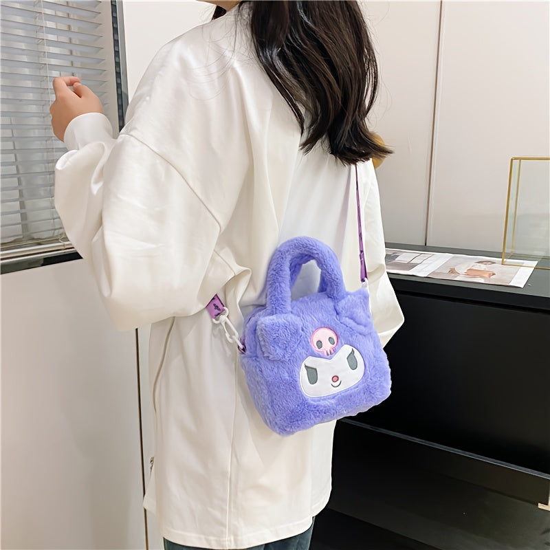 Sanrio Hello Kitty, Kuromi va My Melody Plush Tote: Fanatlar uchun yumshoq polyester yelka sumkasi, partiyalar uchun va 14-fevral sovg'asi sifatida mukammal, SANRIO tomonidan.