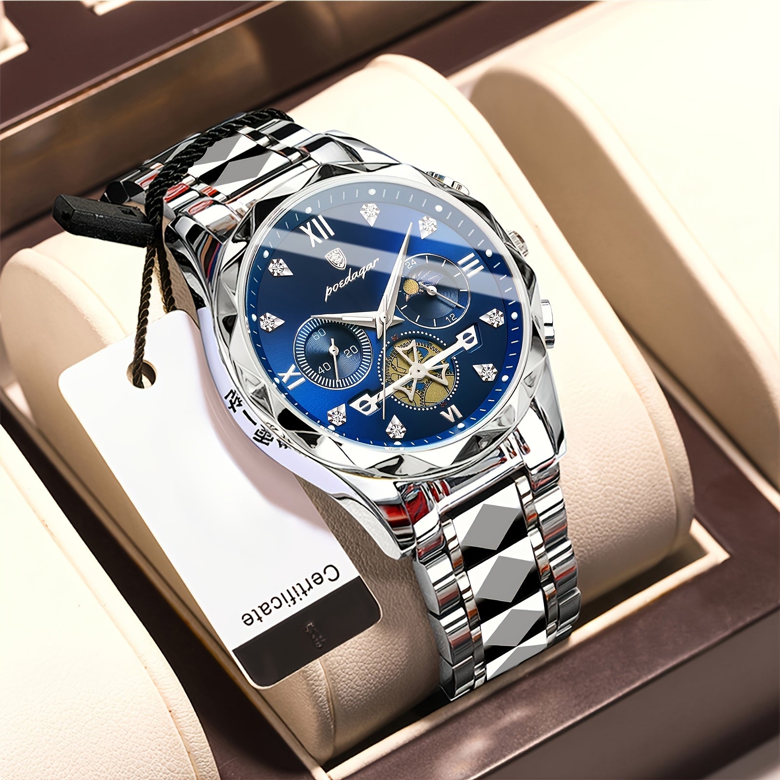 Luxury Waterproof Stainless Steel Chronograph Watch for Men and Women