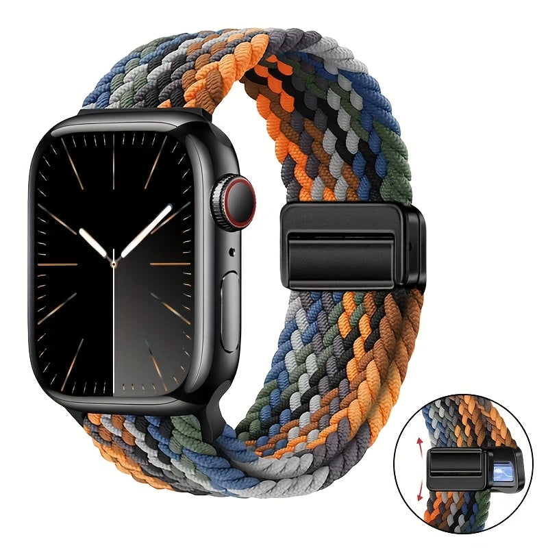 Nylon Watch Strap for Apple iWatch Series 1-9 Magnetic Snap Buckle Loop Compatible with 38mm to 49mm Sizes