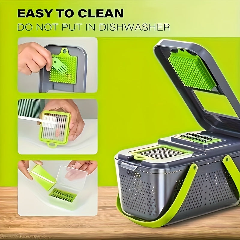 Kitchen Vegetable Cutter Set with 13 Blades, Egg White Filter, Hand Protector