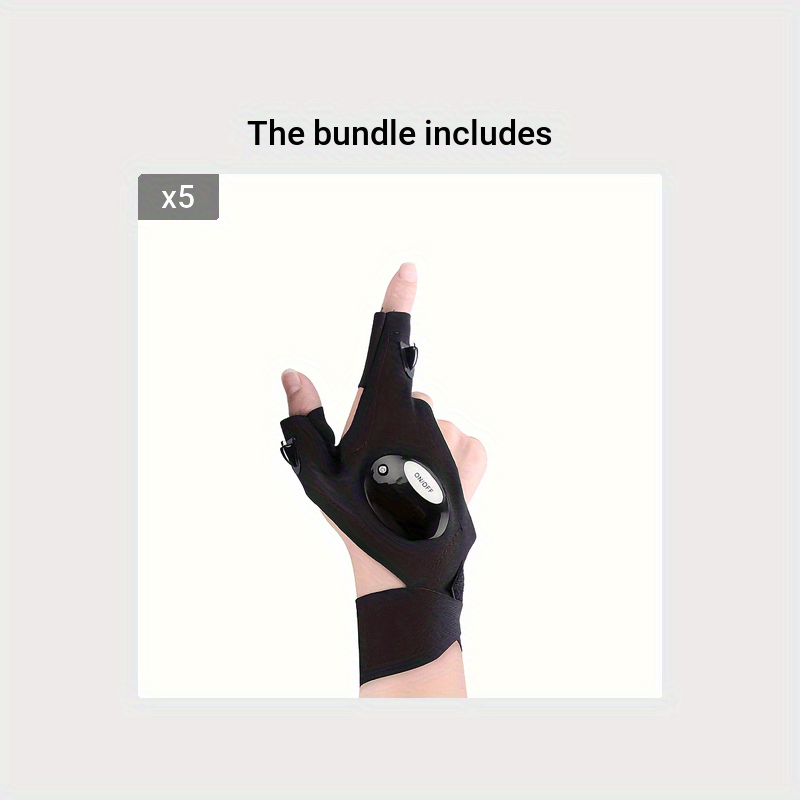 Unisex LED Flashlight Gloves Hands-Free Safety Lights for Camping Fishing