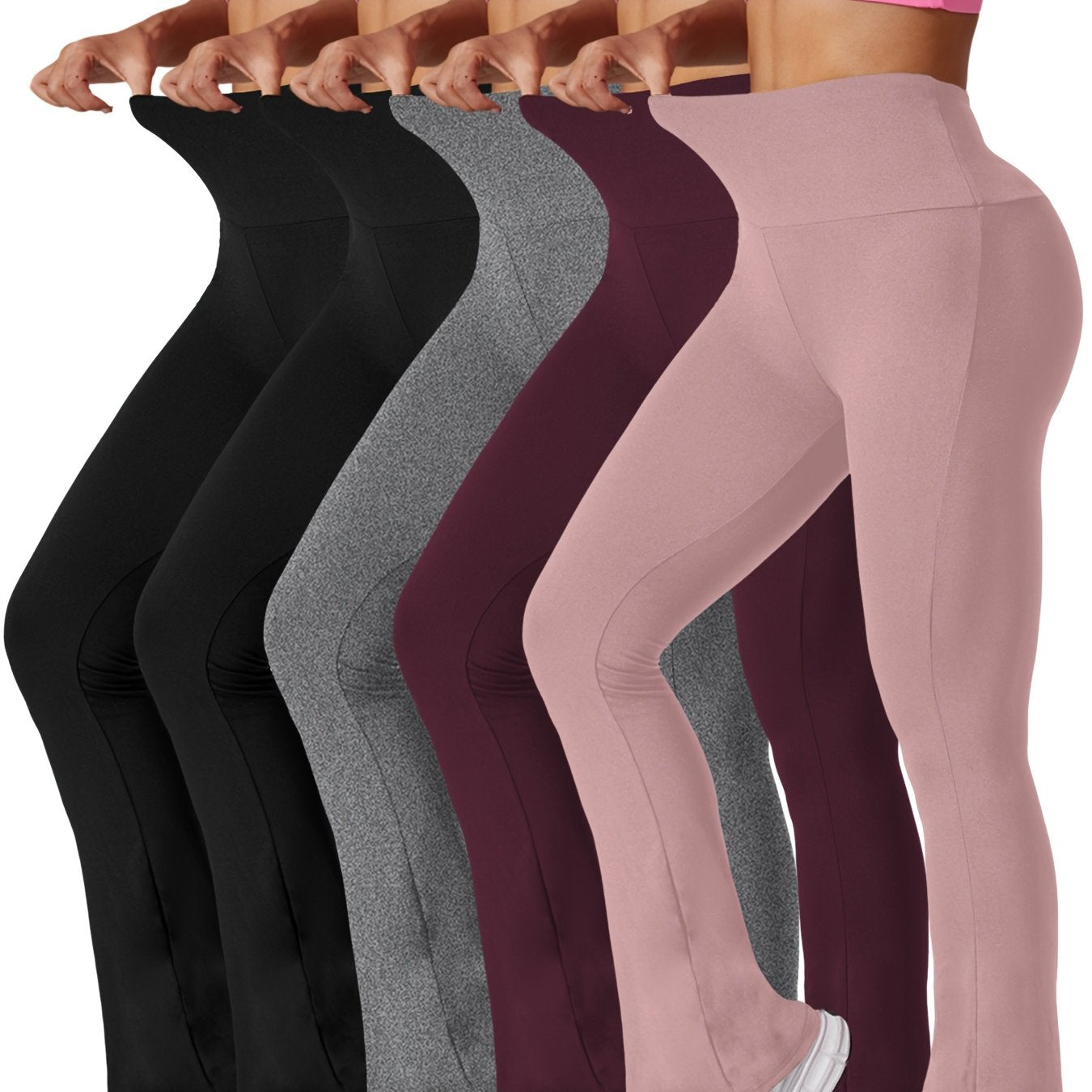 Plus Size Women's Yoga Leggings High Waist Breathable Stretchy 5 Pack