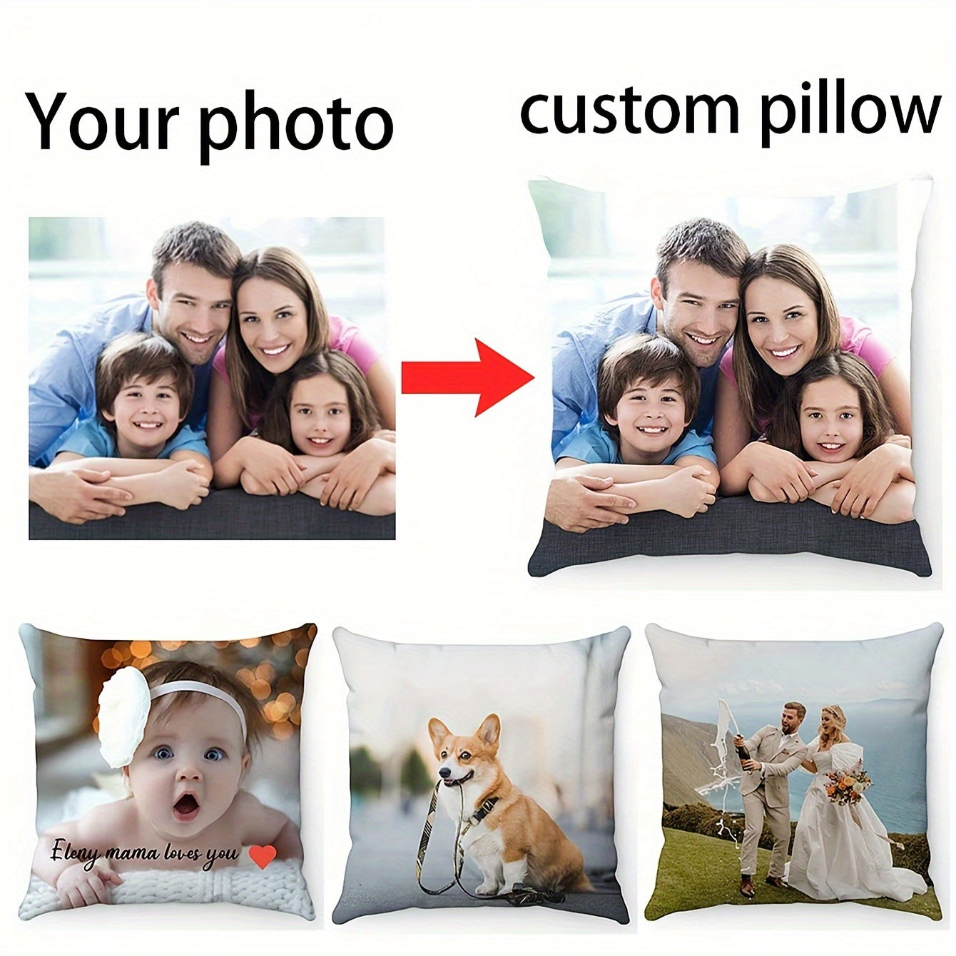 Personalized Photo Pillow Case Soft Polyester Knit Gift for Special Occasions