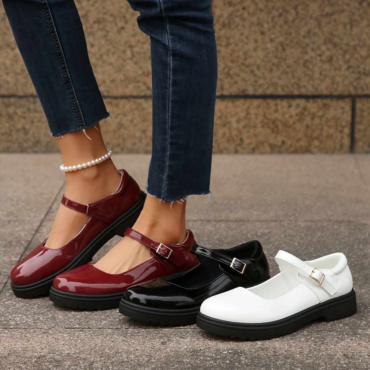 Women’s Slip-Resistant Loafers Non-Slip TPR Sole Burgundy Black White