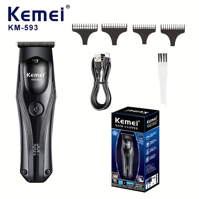 Professional Cordless Hair Clipper Titanium-Coated Blades 150Min Runtime USB-C Fast Charge IPX7 Salon-Grade Grooming Kit